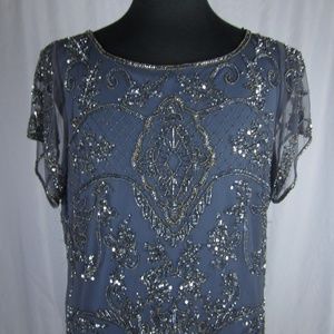 Camille Le Vie Evening Gown Gray w/ Gold Design 20